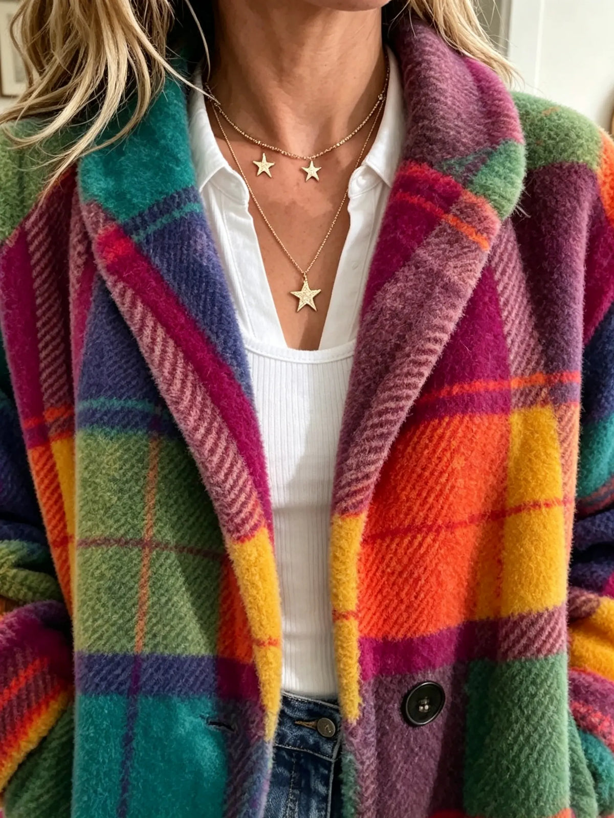 Margaux | Manteau à carreaux colorés