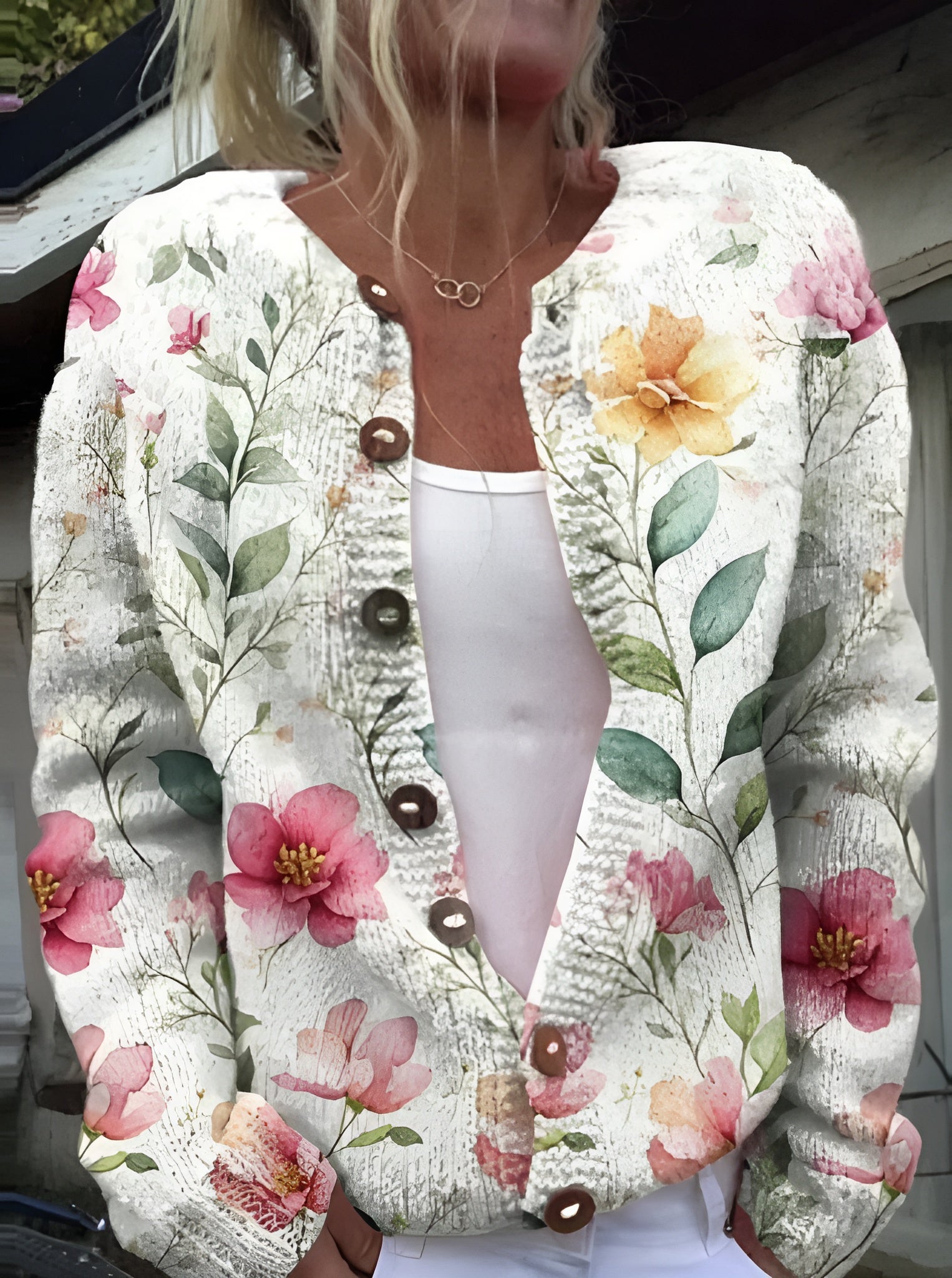 Amélie™|Gilet à Imprimé Floral Élégant